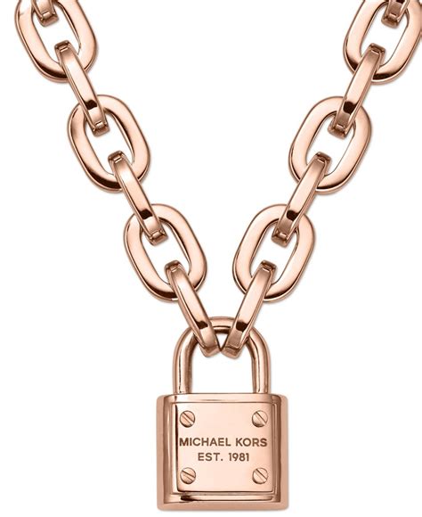 michael kors collection padlock necklace rose gold 